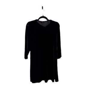 Laundry Shelli Segal Velvet Dress Black Sleeve Sz L 90s Goth Dark Academia